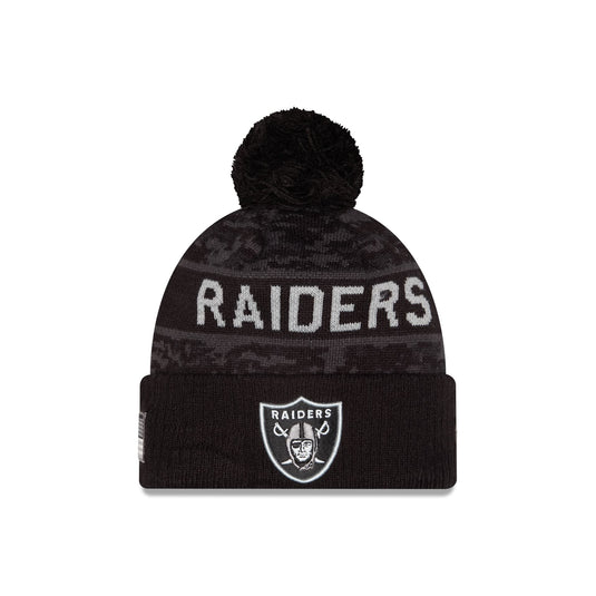 Las Vegas Raiders 2026 Salute to Service Kids Pom Knit Hat