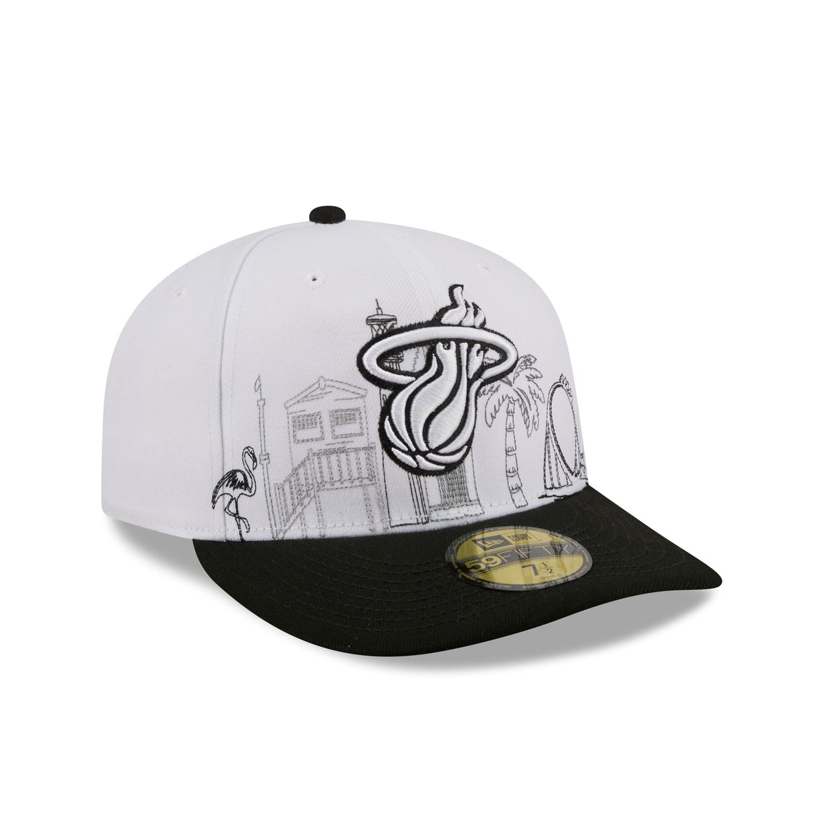 Miami Heat Cityscape White 59FIFTY Fitted Hat