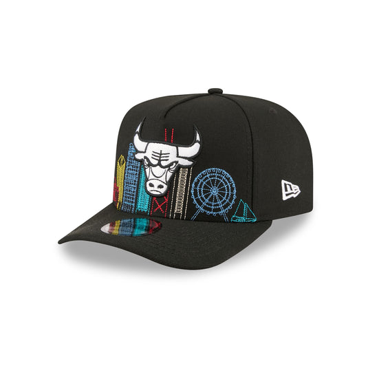 Chicago Bulls Cityscape Black 9FIFTY A-Frame Snapback Hat