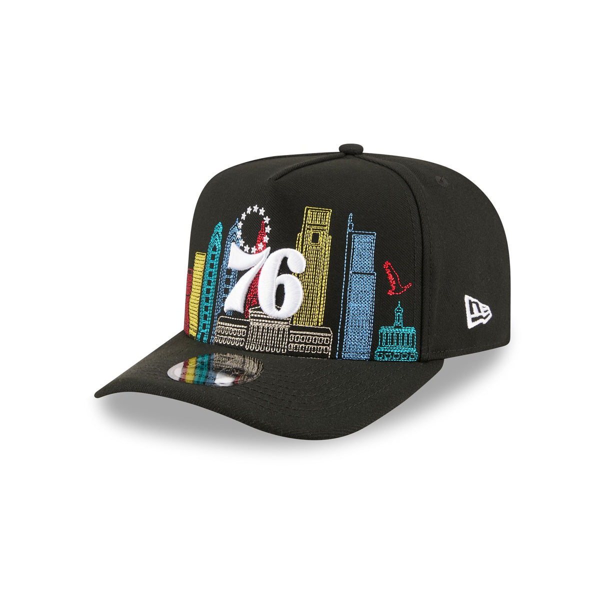 Philadelphia 76ers Cityscape Black 9FIFTY A-Frame Snapback Hat