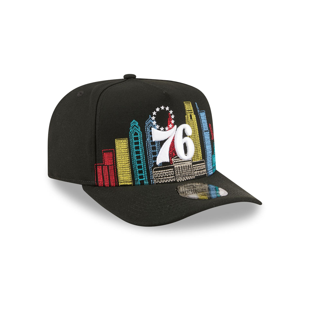 Philadelphia 76ers Cityscape Black 9FIFTY A-Frame Snapback Hat