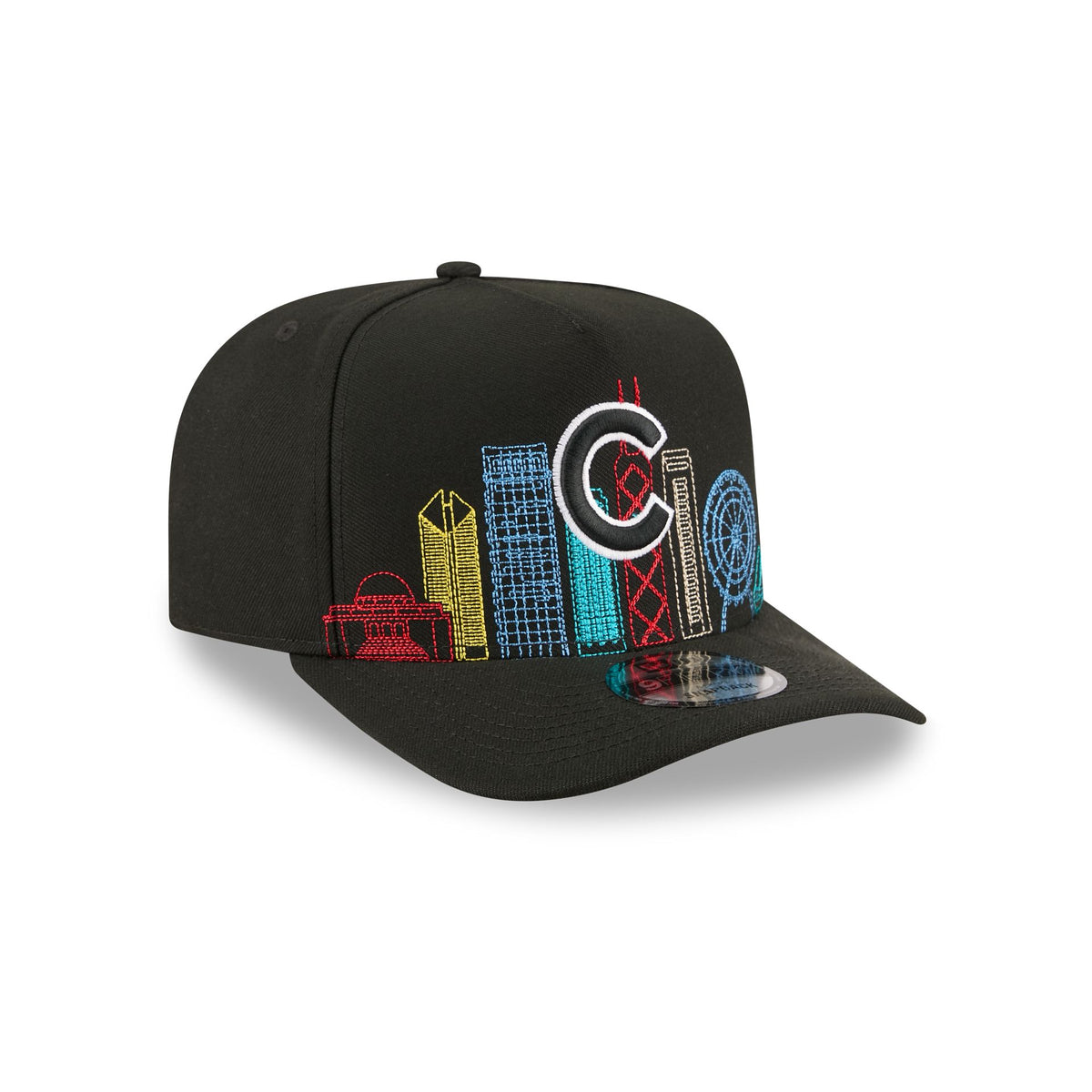 Chicago Cubs Cityscape Black 9FIFTY A-Frame Snapback Hat
