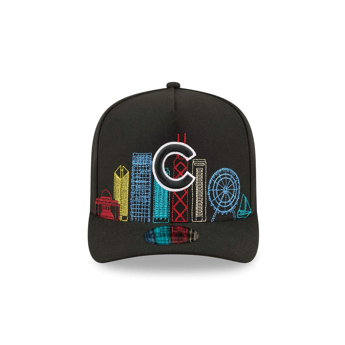 Chicago Cubs Cityscape Black 9FIFTY A-Frame Snapback Hat
