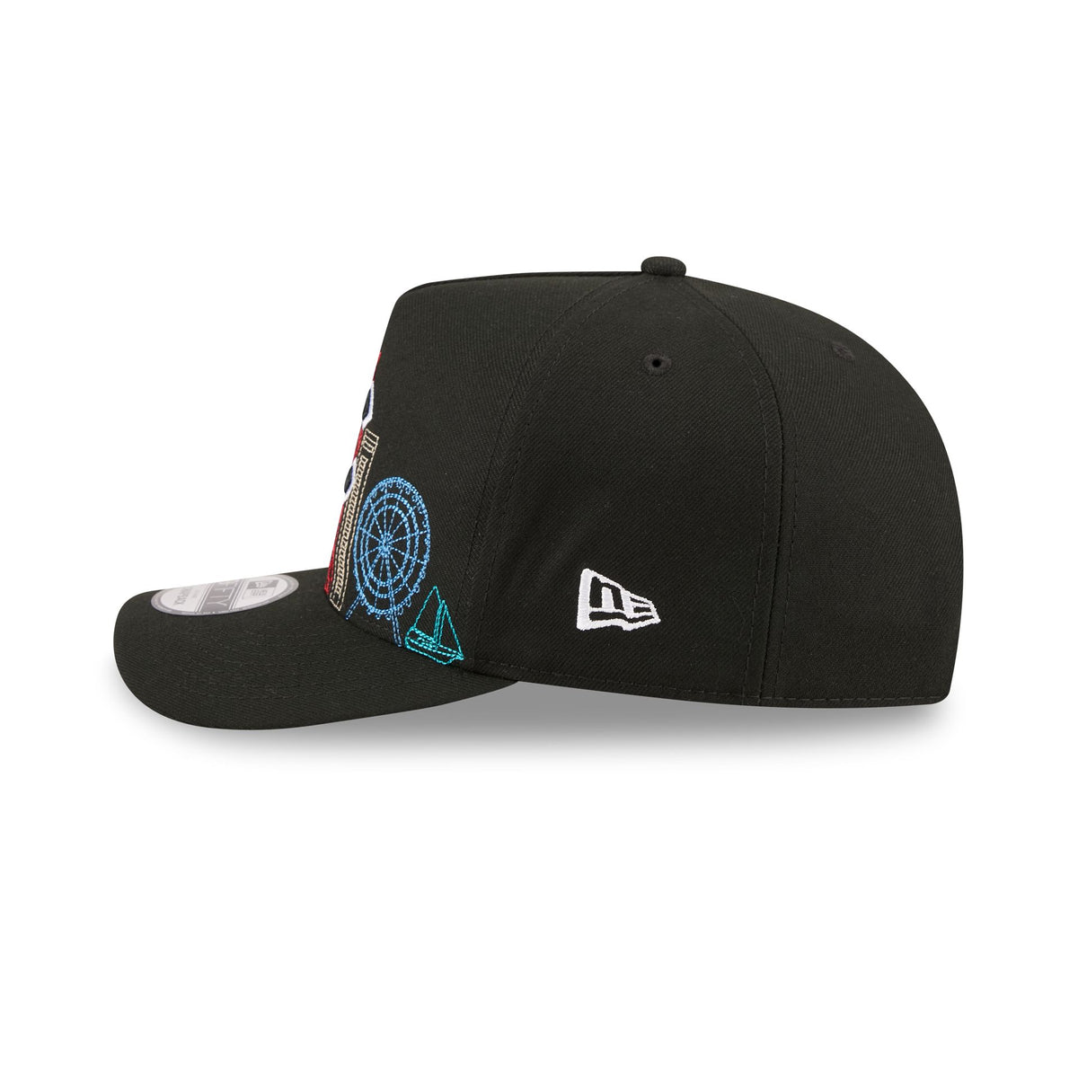 Chicago Cubs Cityscape Black 9FIFTY A-Frame Snapback Hat