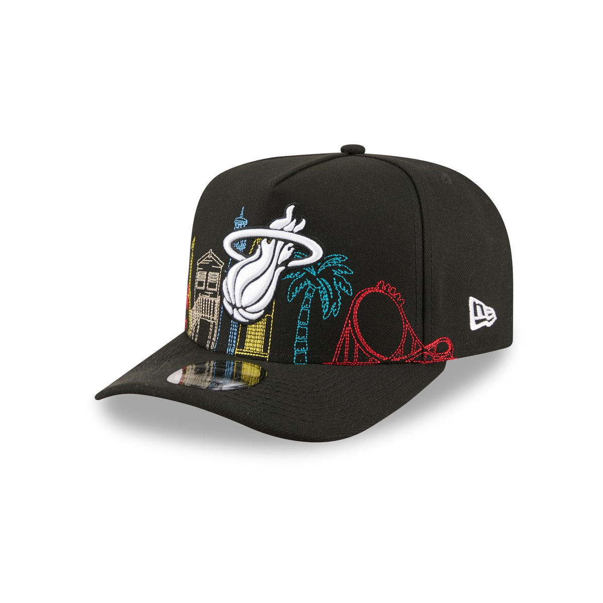 Miami Heat Cityscape Black 9FIFTY A-Frame Snapback Hat