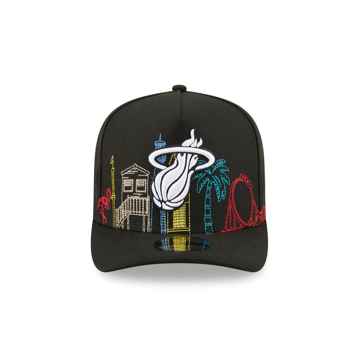 Miami Heat Cityscape Black 9FIFTY A-Frame Snapback Hat