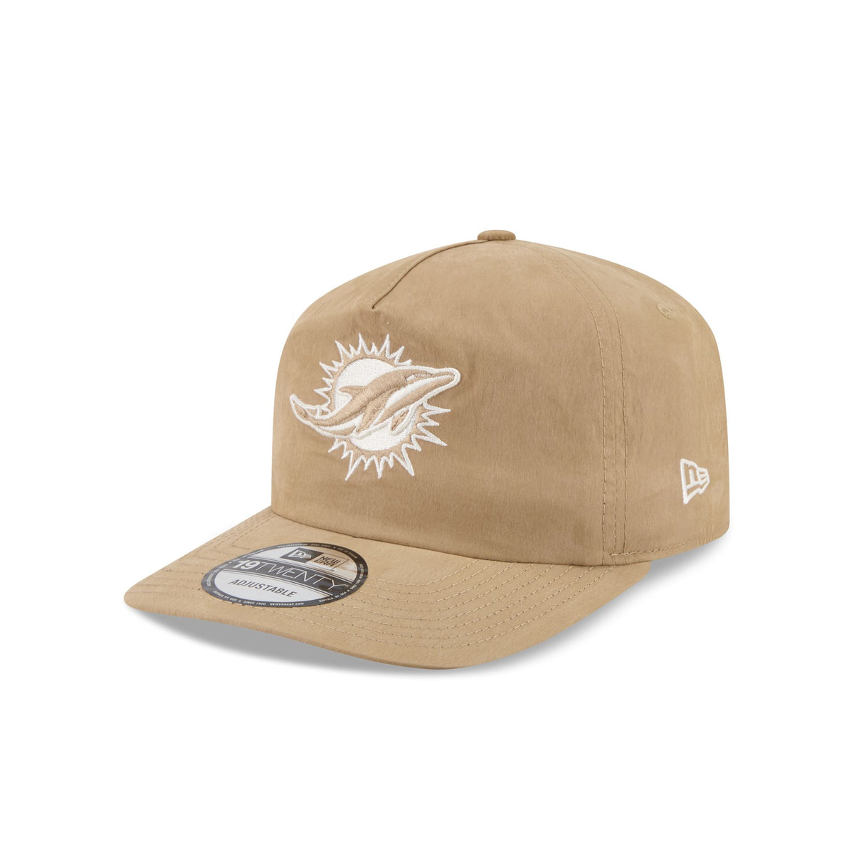 Miami Dolphins Washed Khaki Nylon 19TWENTY Snapback Hat