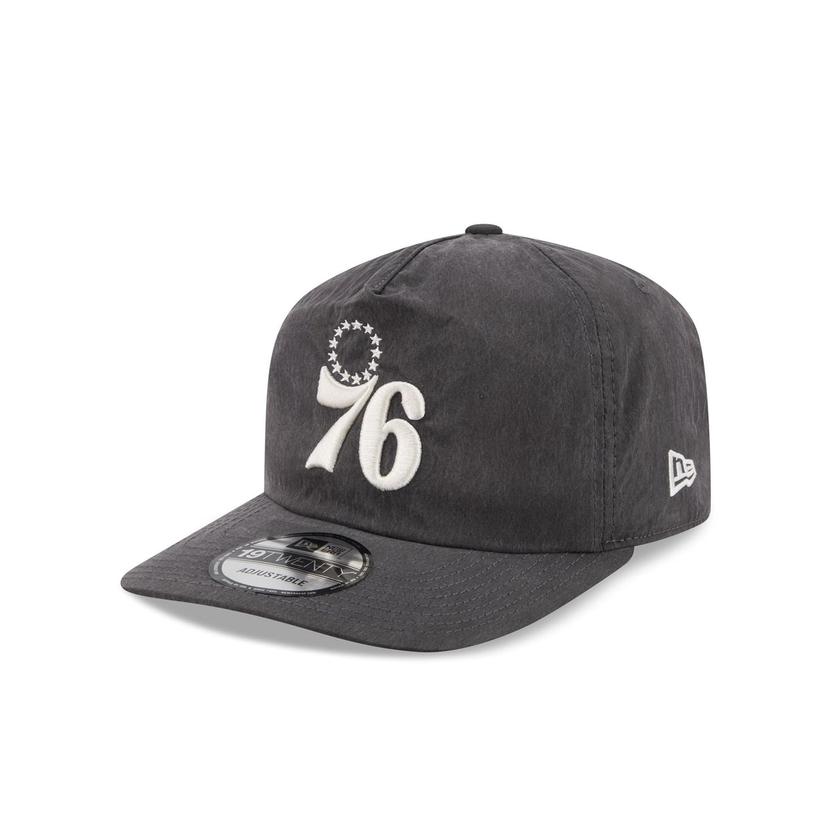 Philadelphia 76ers Washed Black Nylon 19TWENTY Snapback Hat