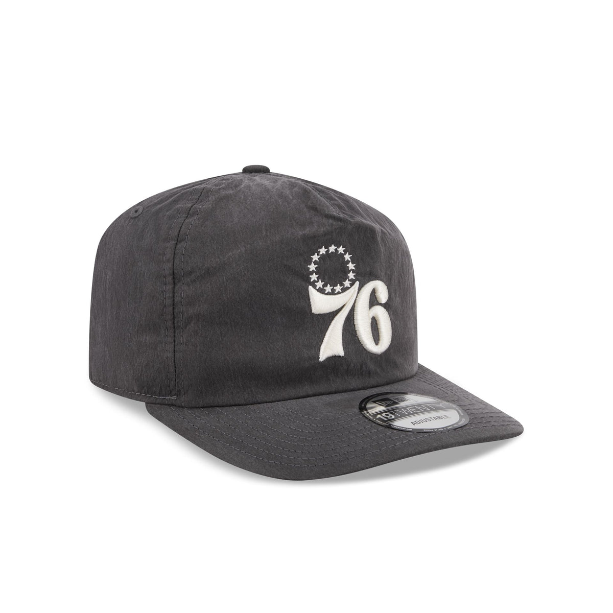 Philadelphia 76ers Washed Black Nylon 19TWENTY Snapback Hat