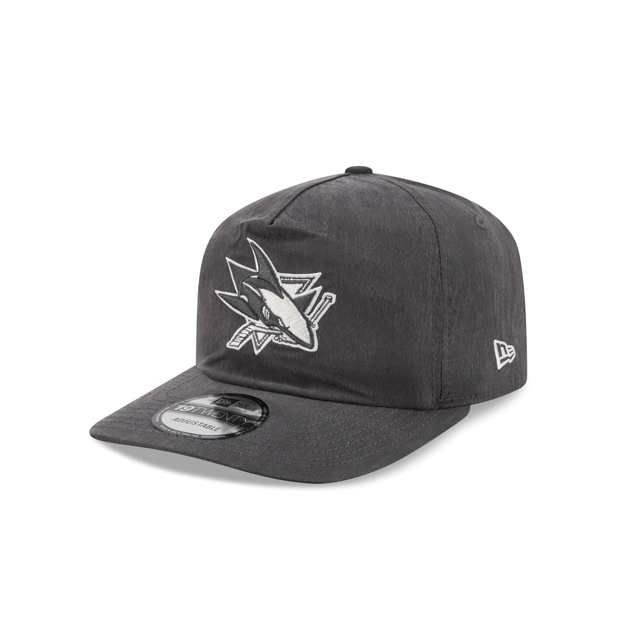 San Jose Sharks Washed Black Nylon 19TWENTY Snapback Hat