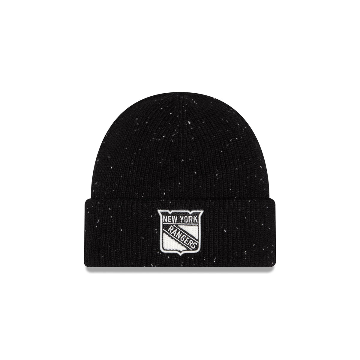 New York Rangers Black Speckled Knit Beanie Hat