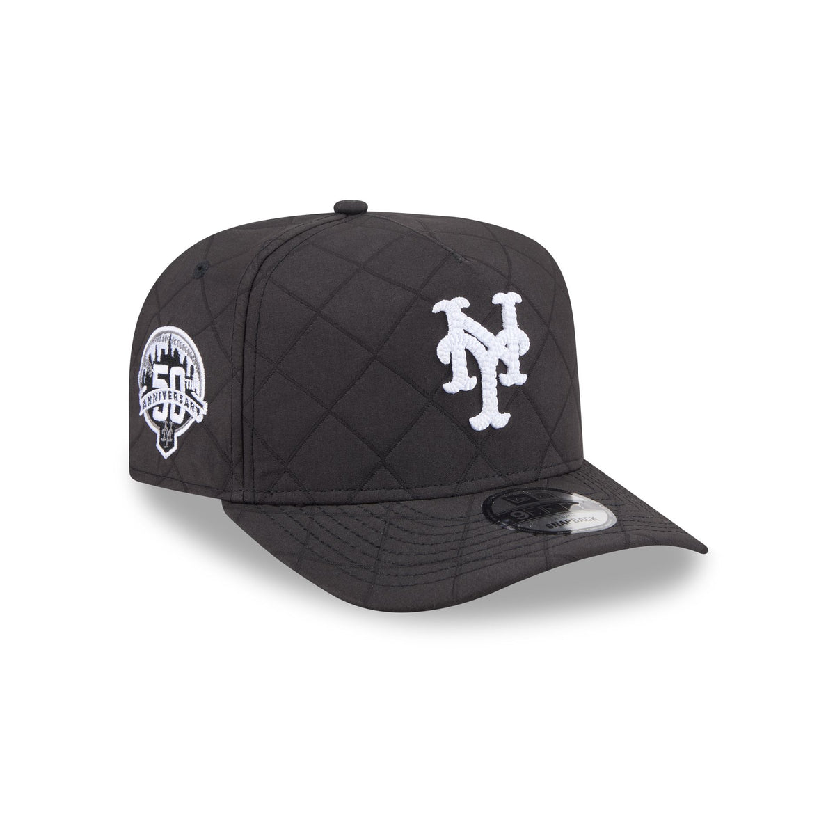New York Mets Quilted Black Nylon 9FIFTY A-Frame Snapback Hat