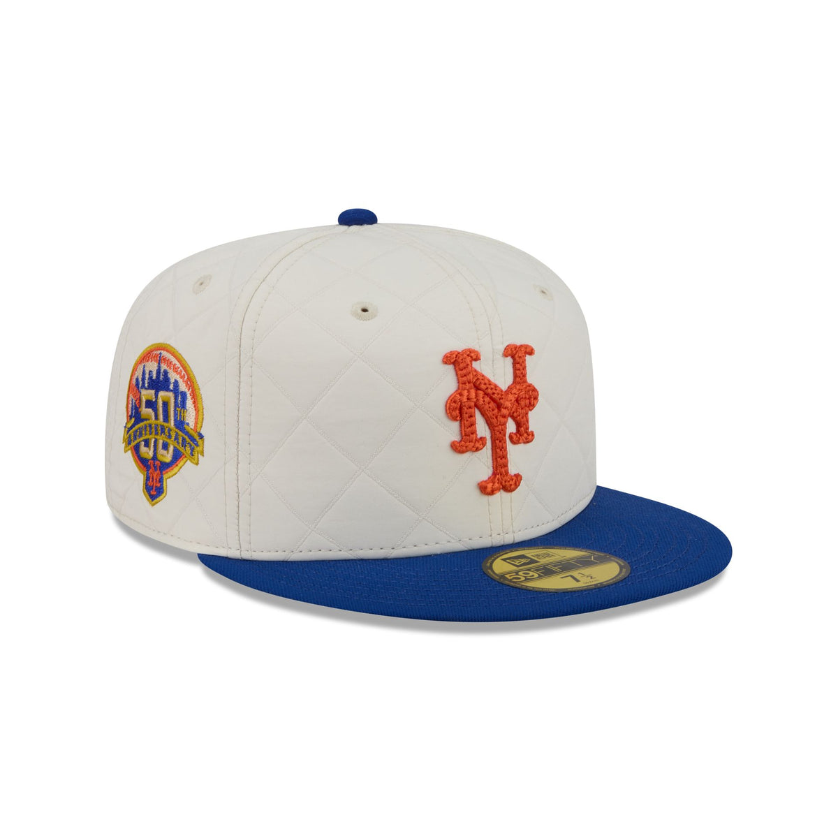 New York Mets Quilted White Nylon 59FIFTY Fitted Hat