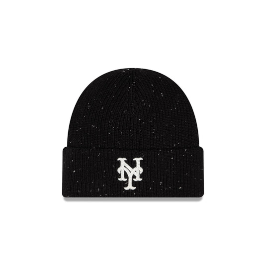 New York Mets Black Speckled Knit Beanie Hat