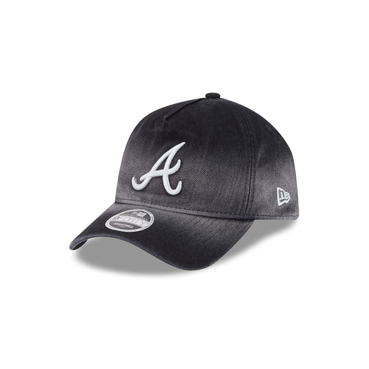 Atlanta Braves Washed Black Denim 9FORTY A-Frame Unstructured Snapback Hat - New Era Cap