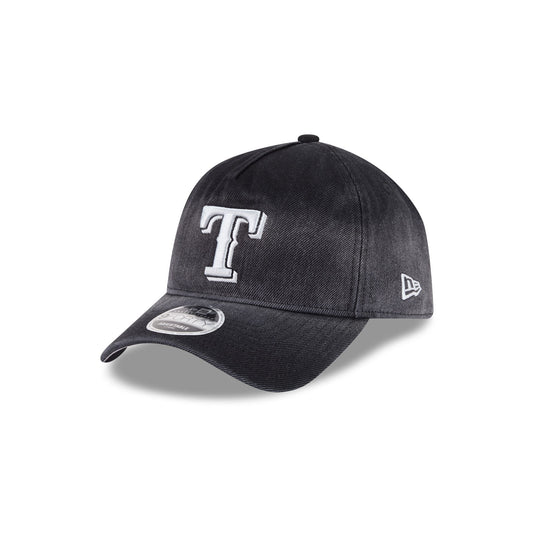 Texas Rangers Washed Black Denim 9FORTY A-Frame Unstructured Snapback Hat