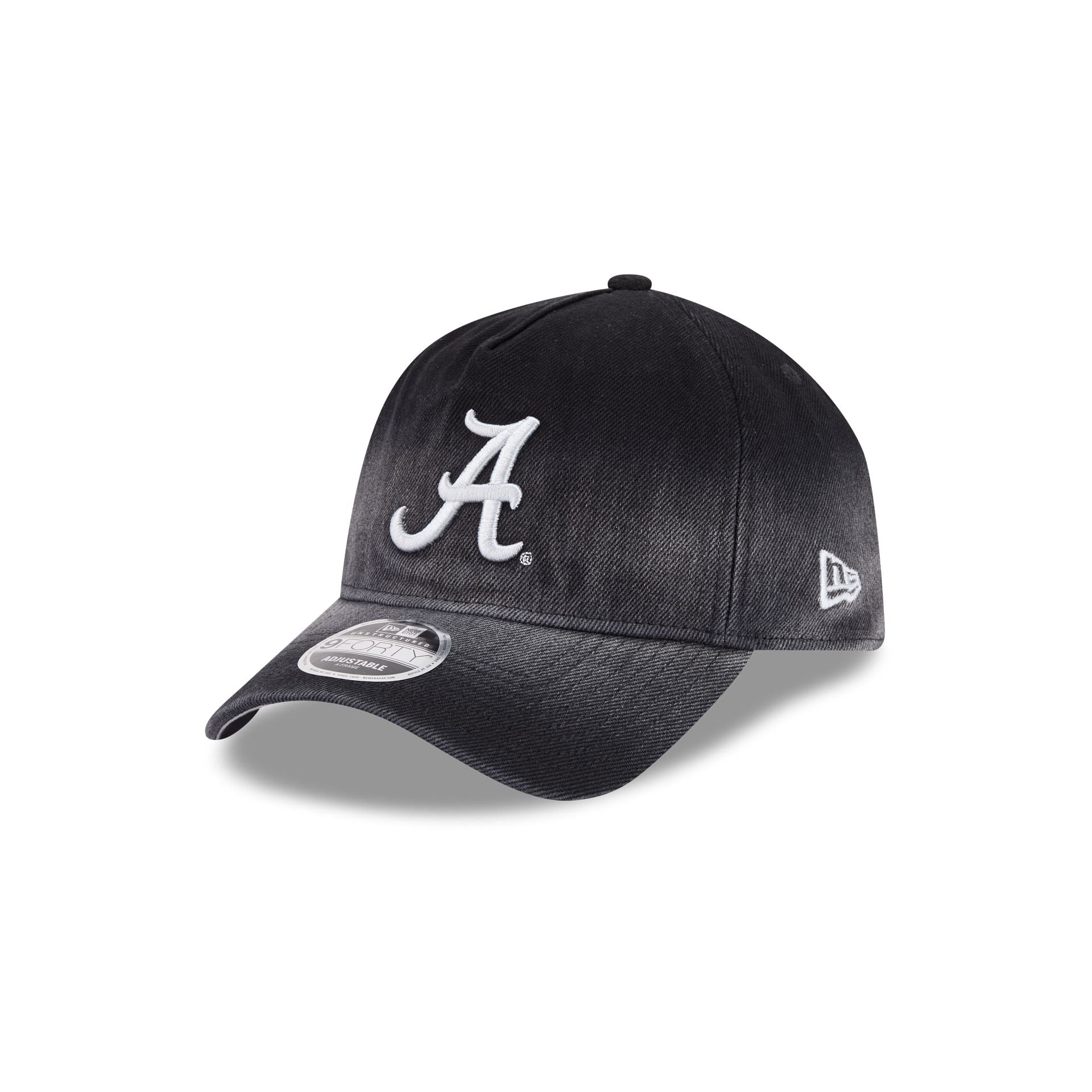 Alabama Crimson Tide Washed Black Denim 9FORTY A-Frame Unstructured Snapback Hat