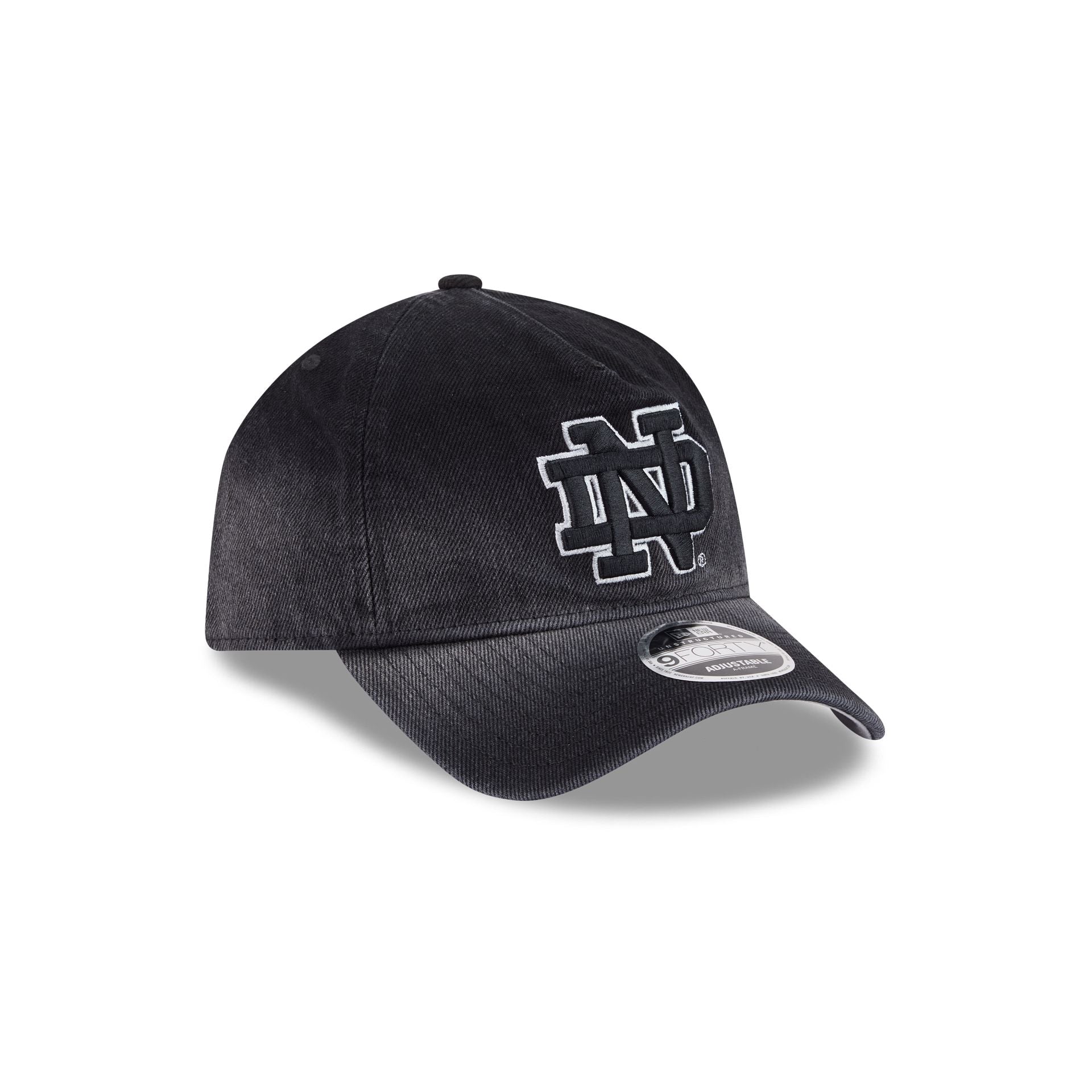 Notre Dame Fighting Irish Washed Black Denim 9FORTY A-Frame Unstructured Snapback Hat