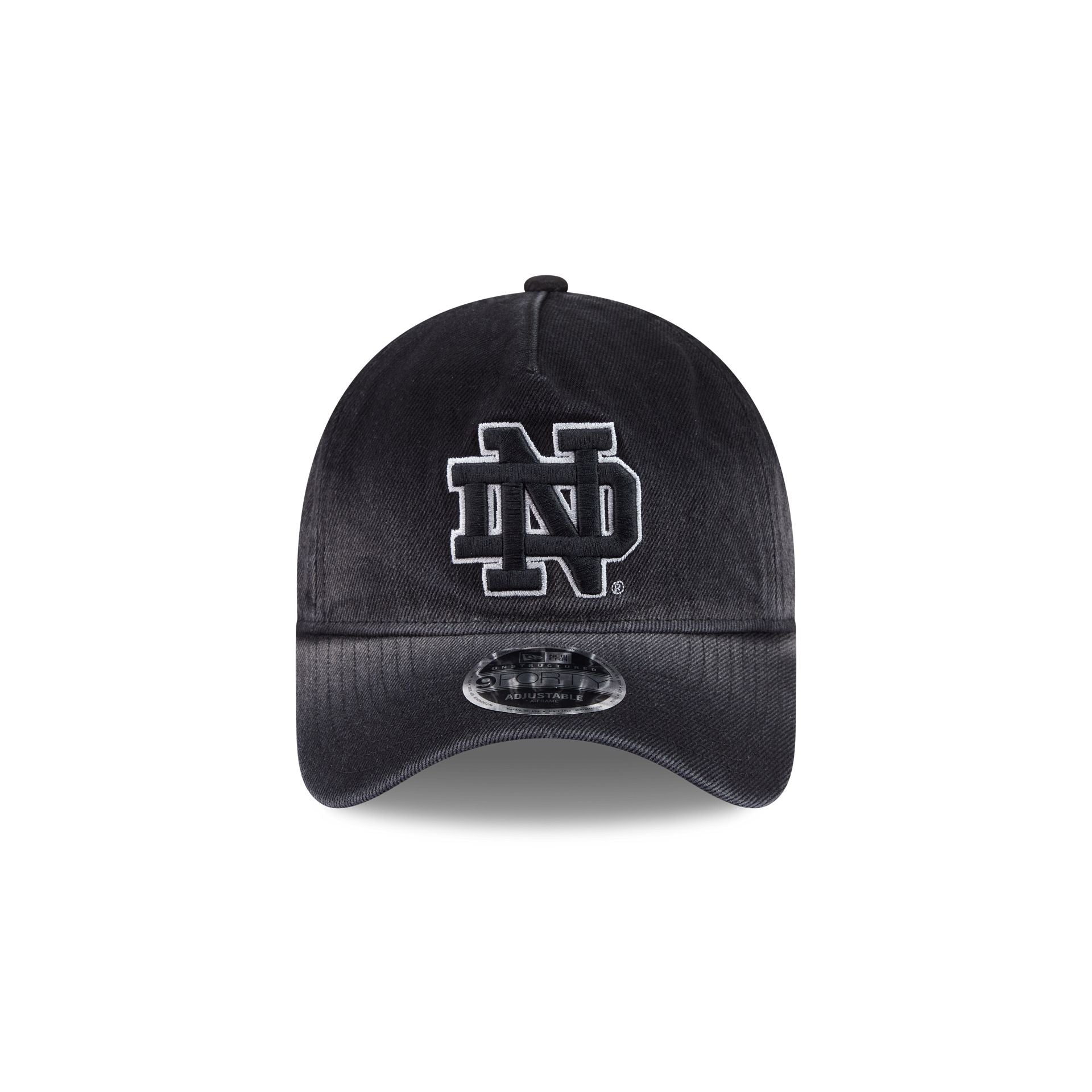 Notre Dame Fighting Irish Washed Black Denim 9FORTY A-Frame Unstructured Snapback Hat