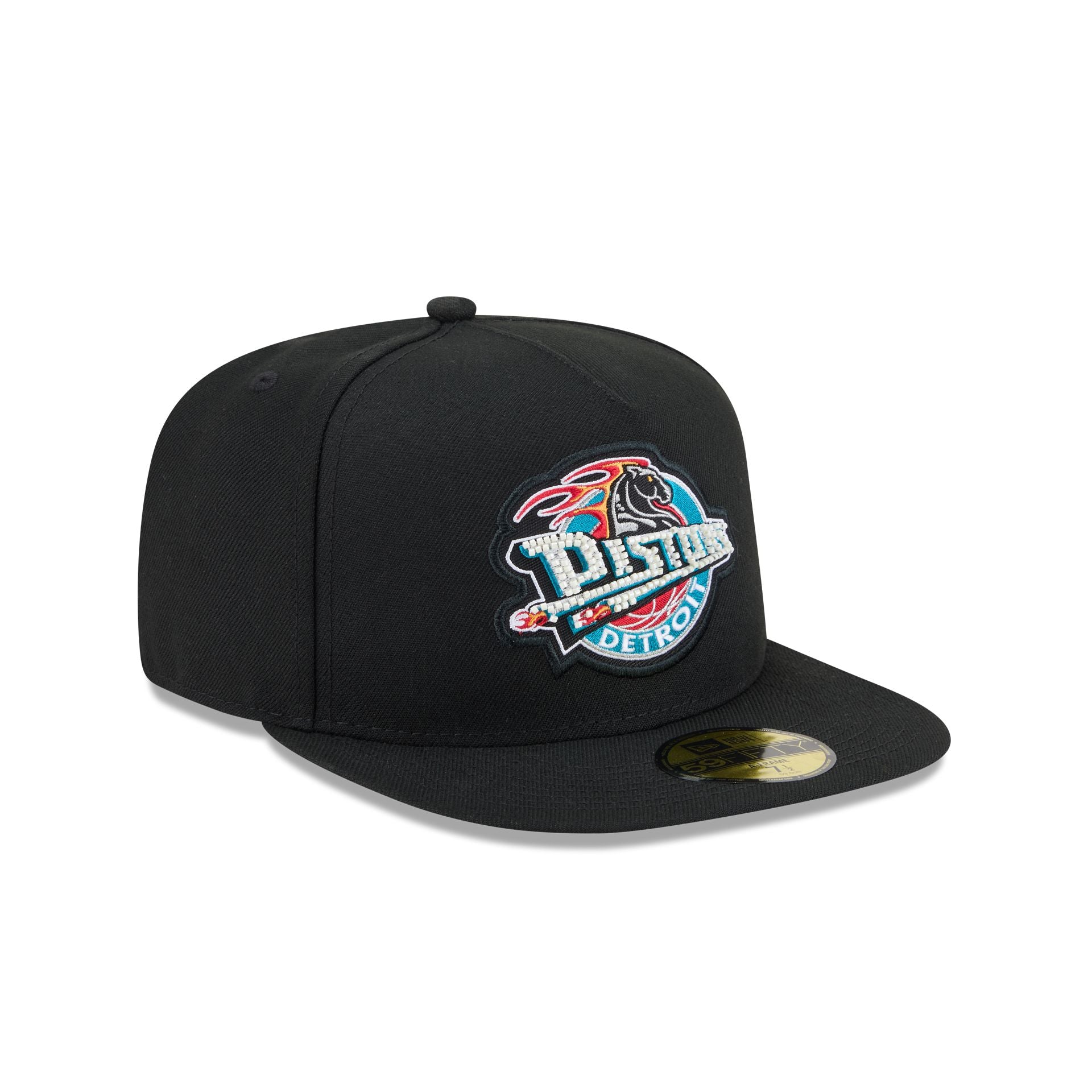 Just Caps Beaded Detroit Pistons 59FIFTY A-Frame Fitted Hat