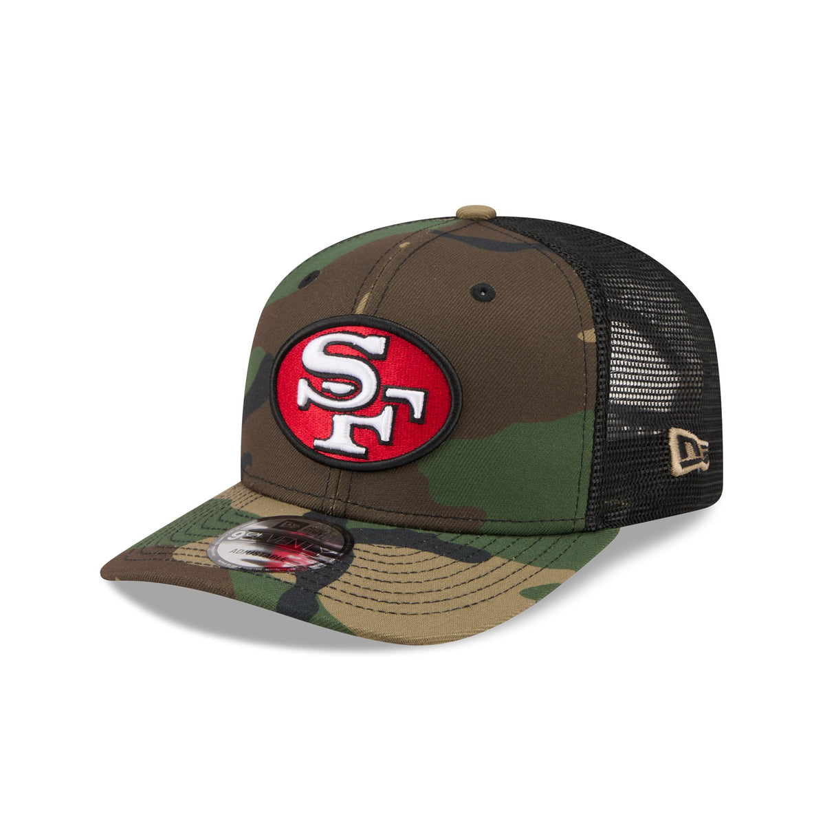 San Francisco 49ers 2026 Salute to Service Fan Gear Camo 9SEVENTY Trucker Hat