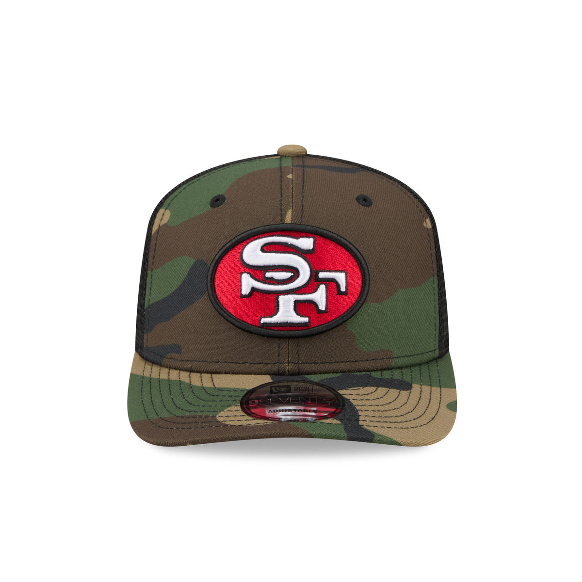 San Francisco 49ers 2026 Salute to Service Fan Gear Camo 9SEVENTY Trucker Hat
