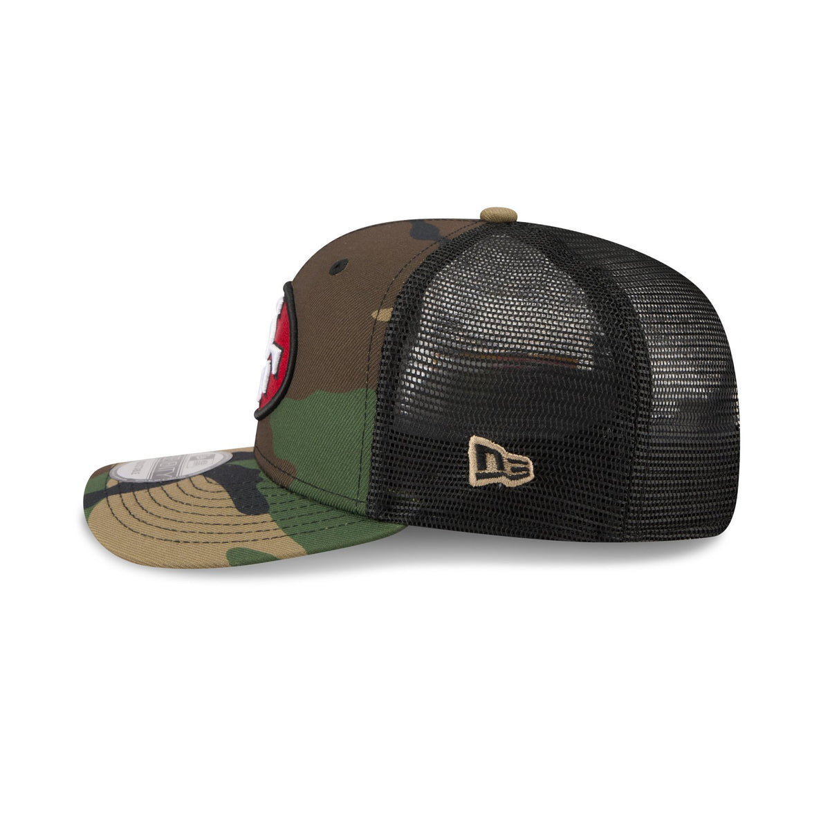 San Francisco 49ers 2026 Salute to Service Fan Gear Camo 9SEVENTY Trucker Hat
