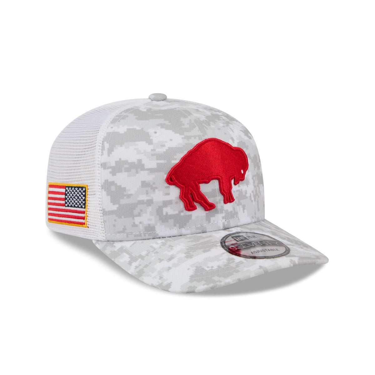 Buffalo Bills 2026 Salute to Service Fan Gear Snow 9SEVENTY Trucker Hat