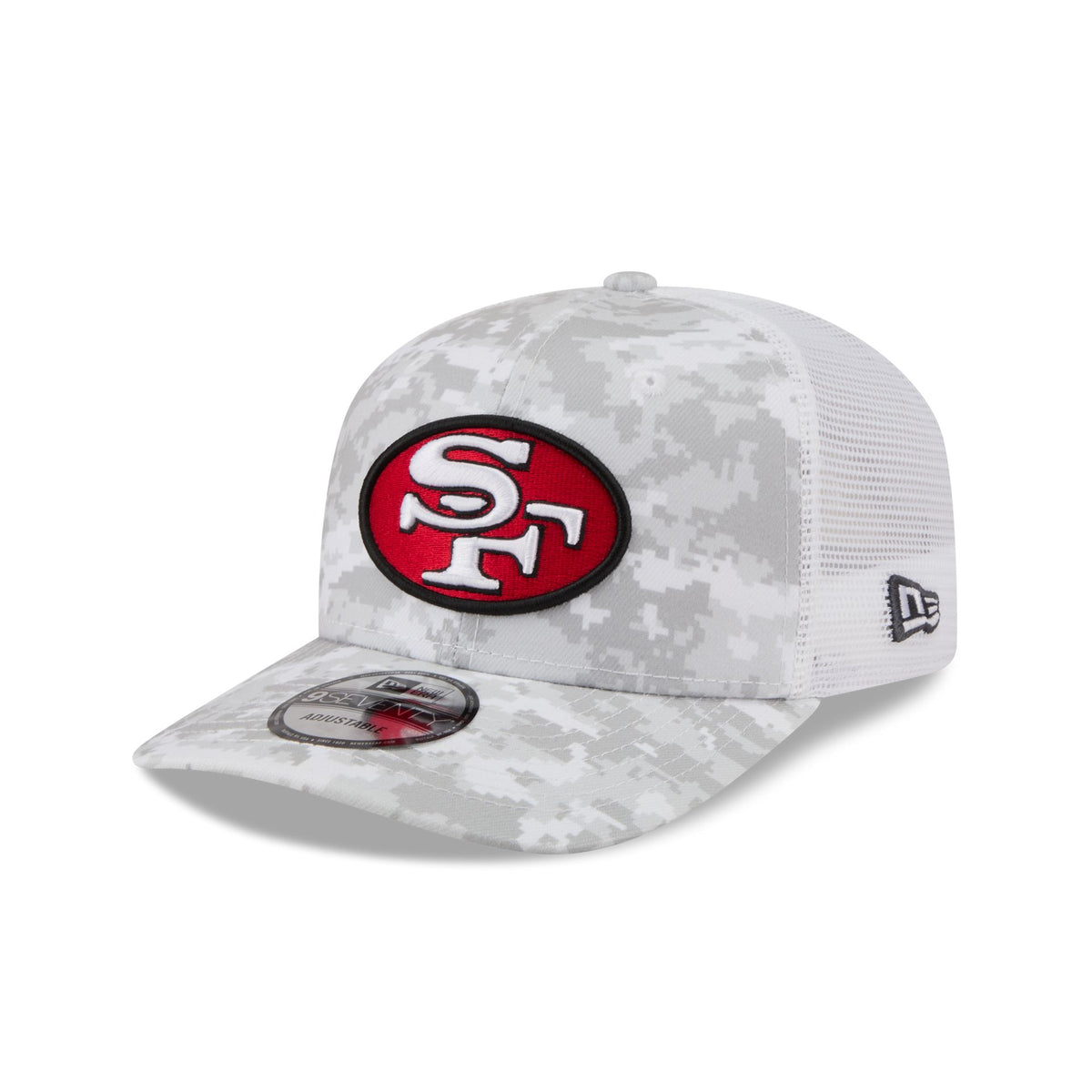 San Francisco 49ers 2026 Salute to Service Fan Gear Snow 9SEVENTY Trucker Hat