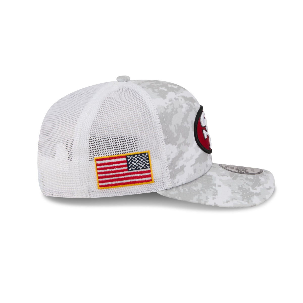 San Francisco 49ers 2026 Salute to Service Fan Gear Snow 9SEVENTY Trucker Hat