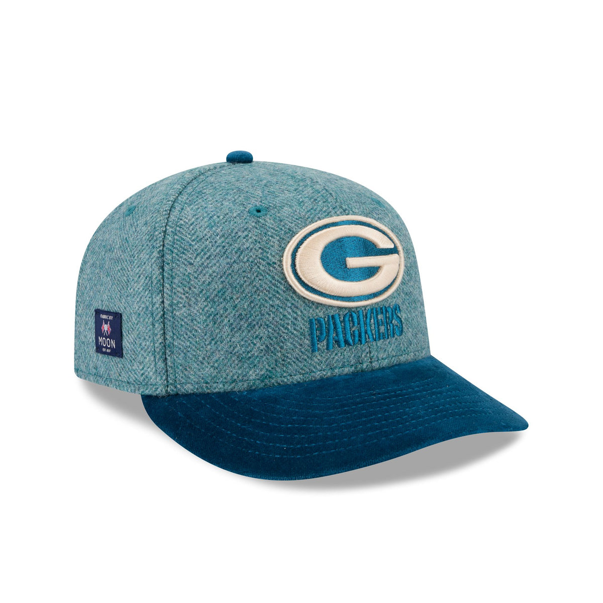 Green Bay Packers Moon Brisbane Moss Blue Visor 59FIFTY Fitted Hat