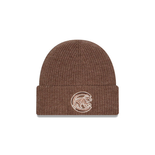 Chicago Cubs Woolen Tan Short Cuff Knit Beanie Hat