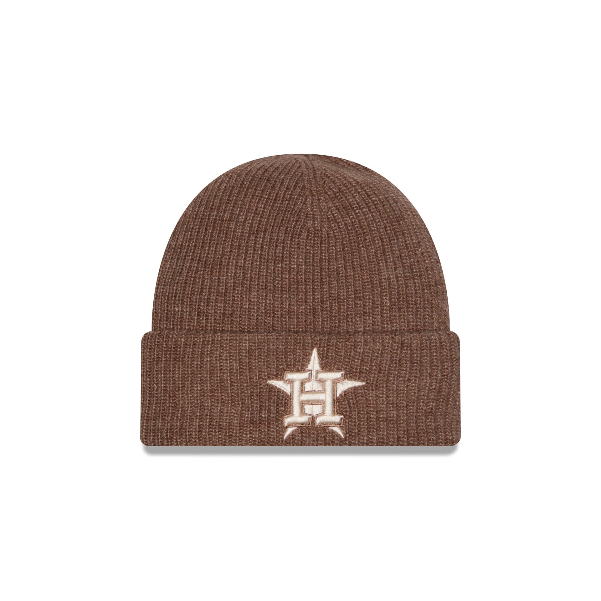 Houston Astros Woolen Tan Short Cuff Knit Beanie Hat