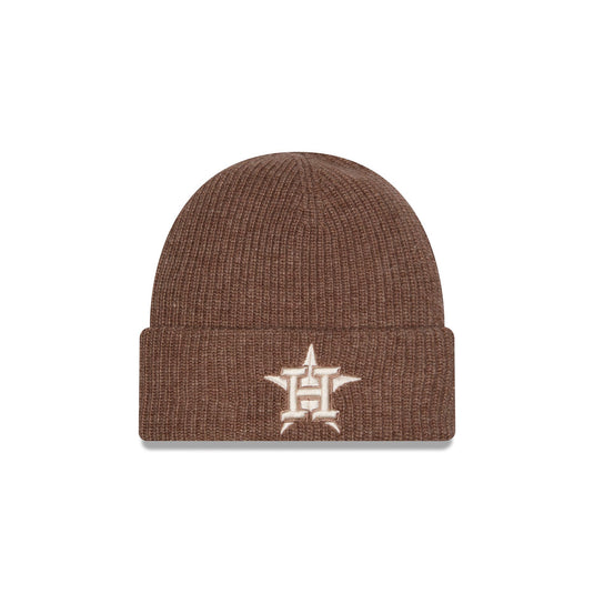Houston Astros Woolen Tan Short Cuff Knit Beanie Hat