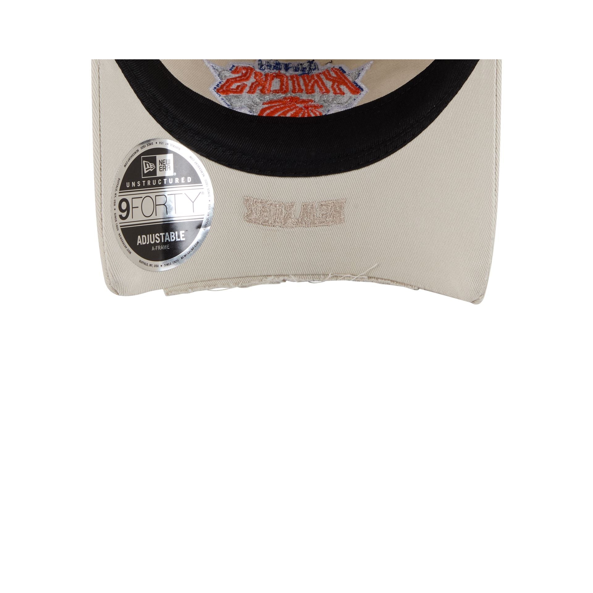 New York Knicks Stone 9FORTY A-Frame Unstructured Cut-Off Visor Snapback Hat