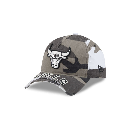 Chicago Bulls Washed Camo 9FORTY A-Frame Unstructured Cut-Off Visor Snapback Hat