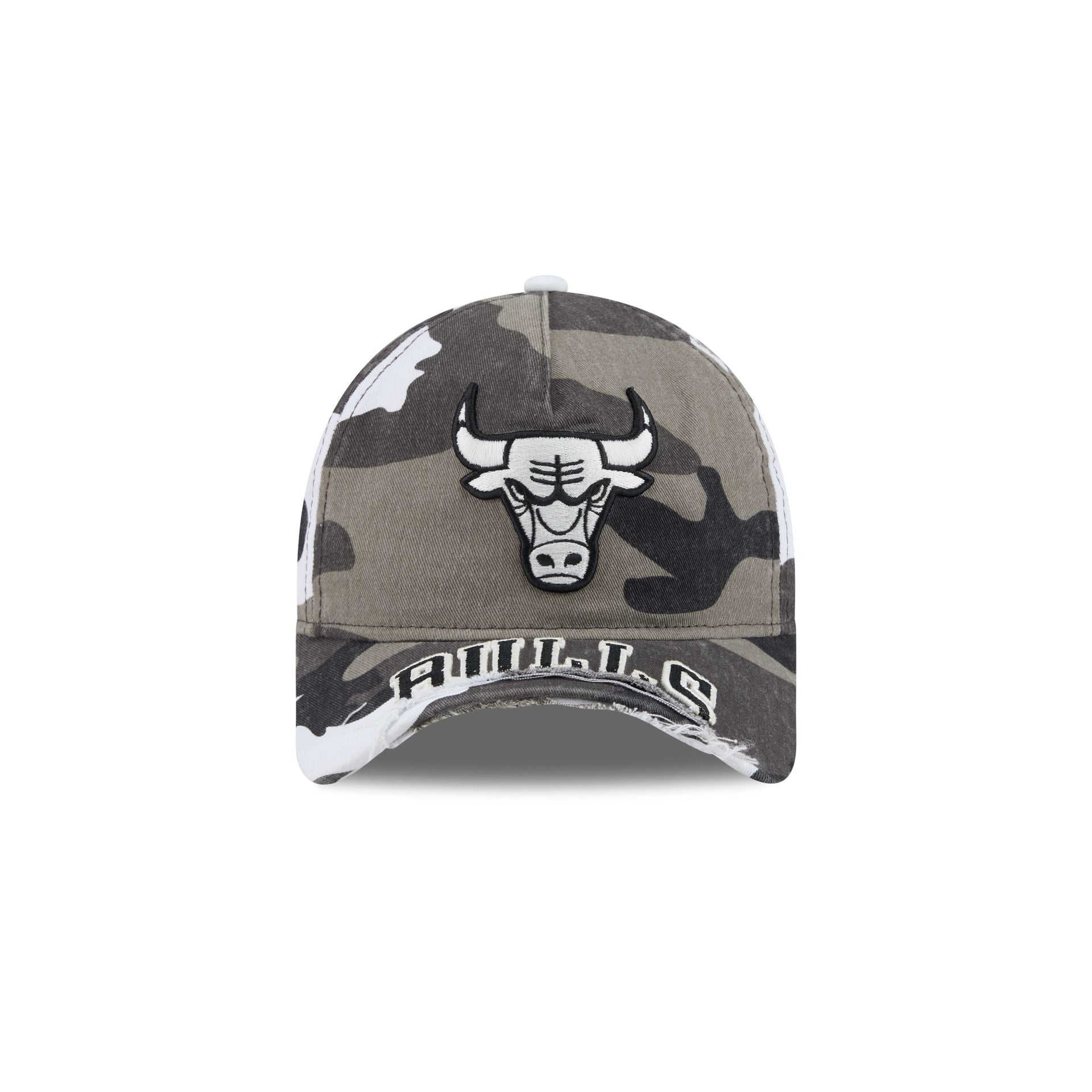 Chicago Bulls Washed Camo 9FORTY A-Frame Unstructured Cut-Off Visor Snapback Hat