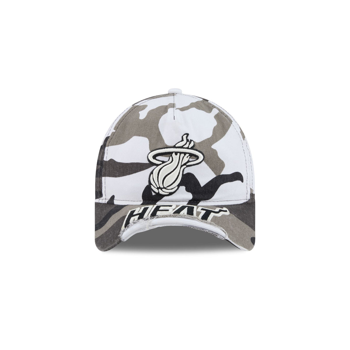 Miami Heat Washed Camo 9FORTY A-Frame Unstructured Cut-Off Visor Snapback Hat