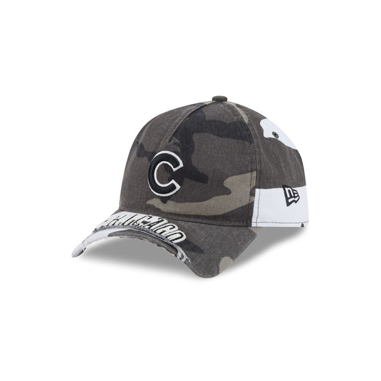 Chicago Cubs Washed Camo 9FORTY A-Frame Unstructured Cut-Off Visor Snapback Hat