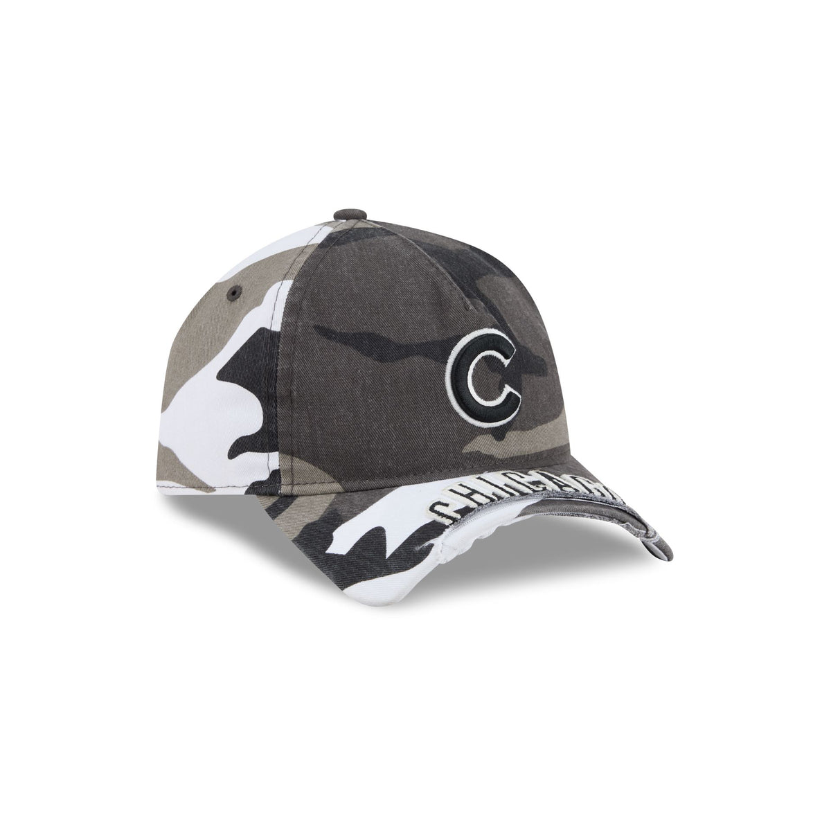 Chicago Cubs Washed Camo 9FORTY A-Frame Unstructured Cut-Off Visor Snapback Hat
