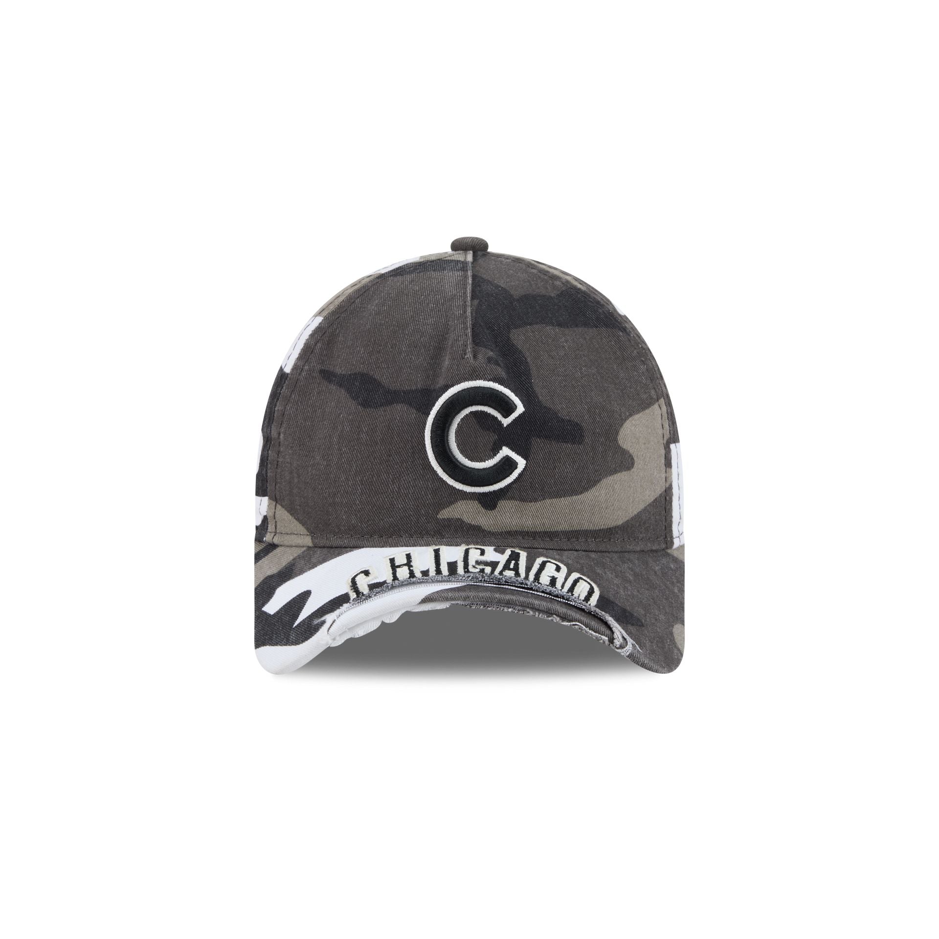 Chicago Cubs Washed Camo 9FORTY A-Frame Unstructured Cut-Off Visor Snapback Hat