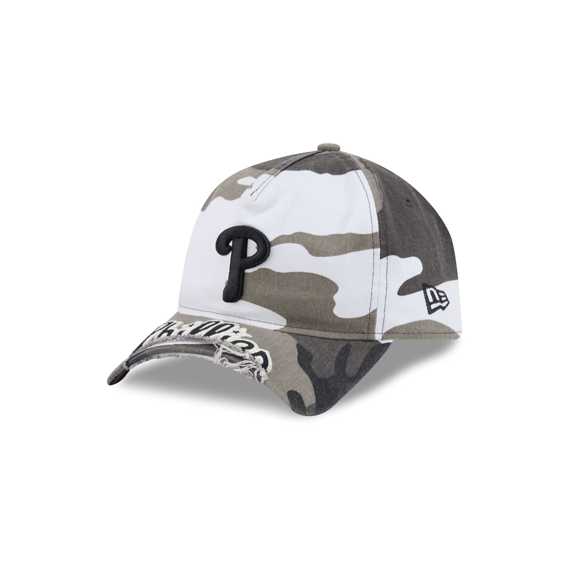 Philadelphia Phillies Washed Camo 9FORTY A-Frame Unstructured Cut-Off Visor Snapback Hat