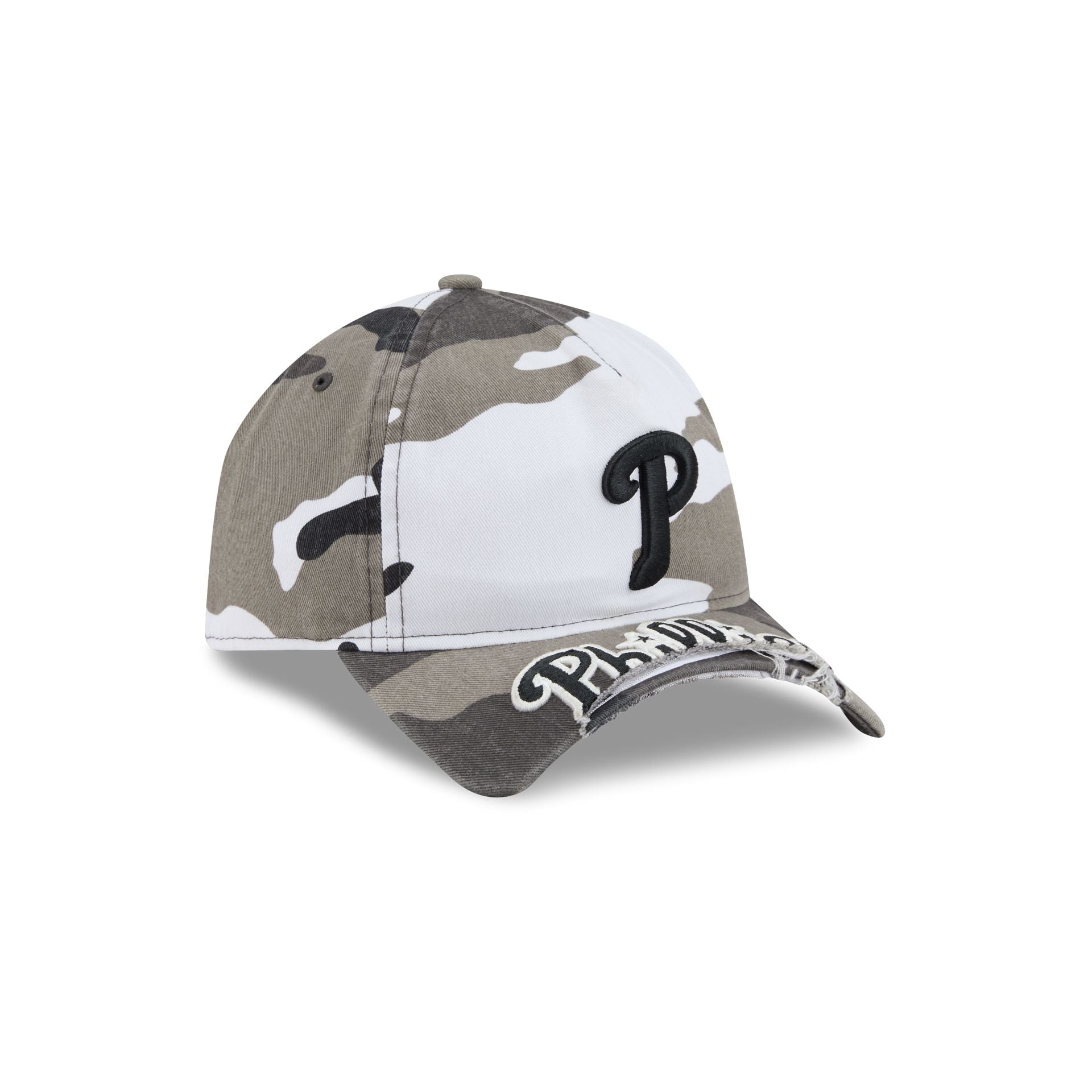 Philadelphia Phillies Washed Camo 9FORTY A-Frame Unstructured Cut-Off Visor Snapback Hat