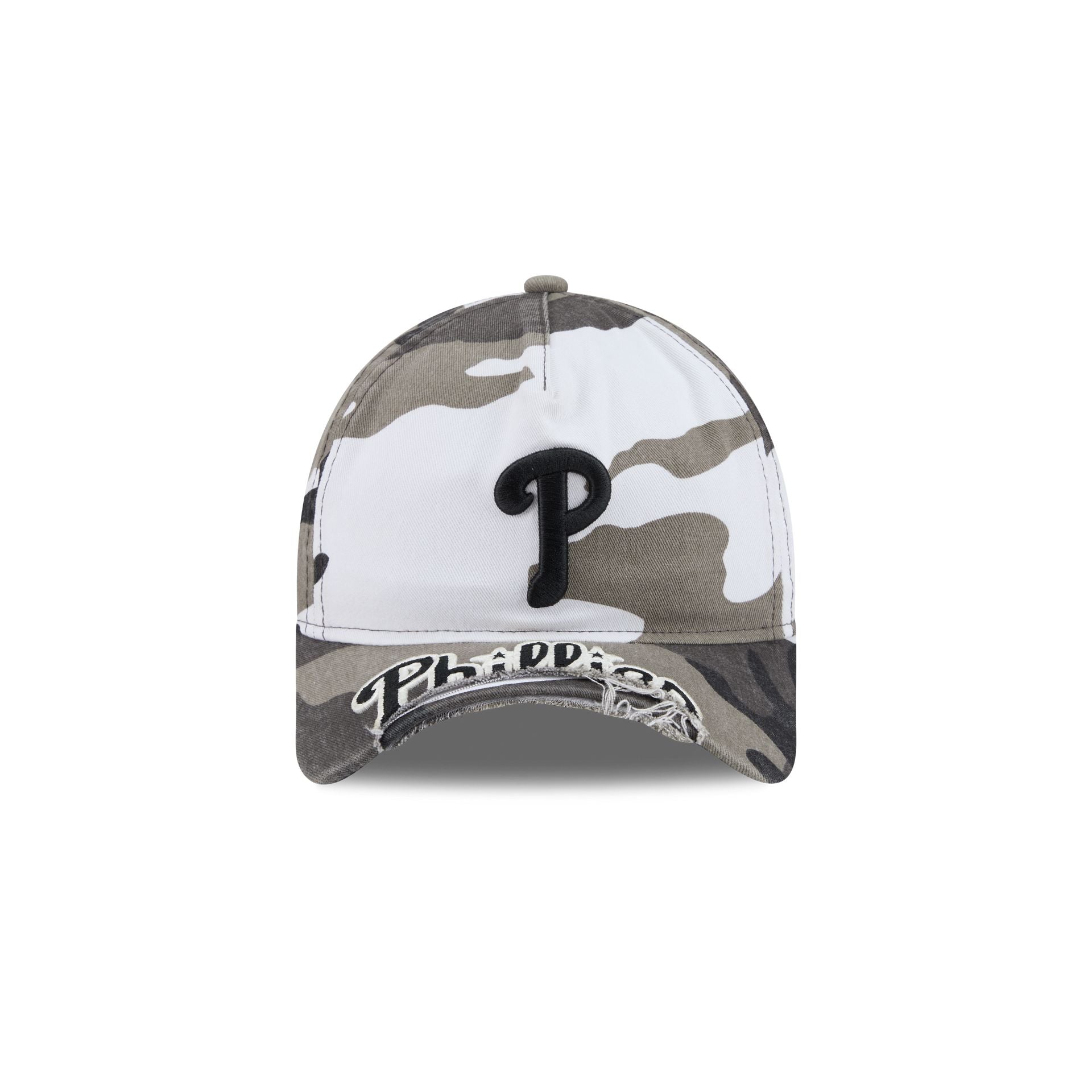 Philadelphia Phillies Washed Camo 9FORTY A-Frame Unstructured Cut-Off Visor Snapback Hat