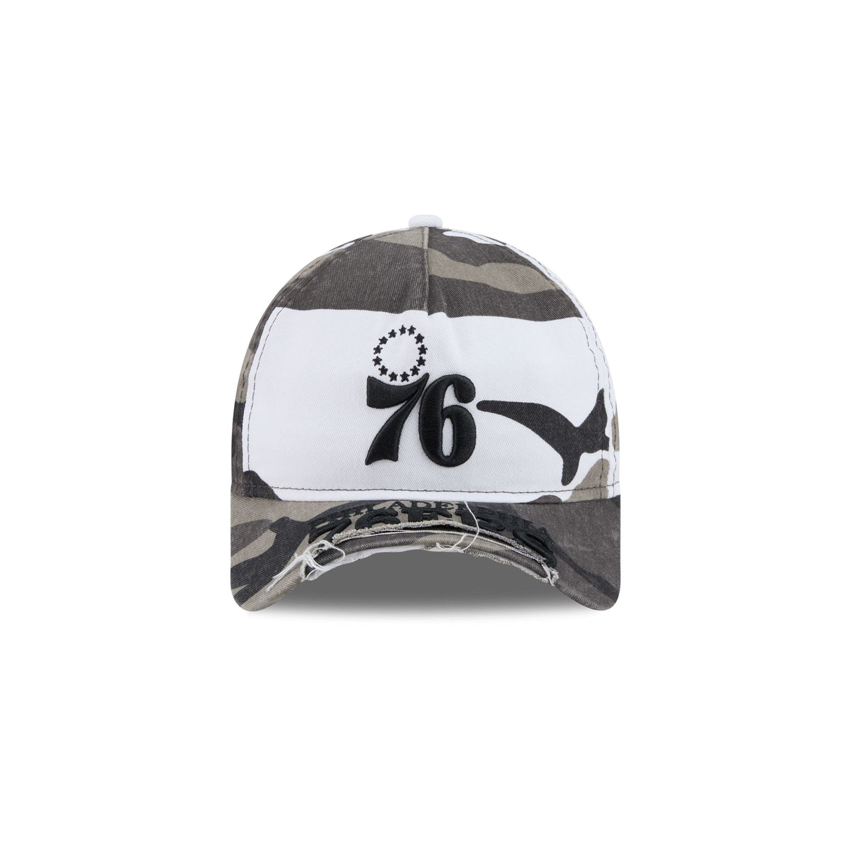 Philadelphia 76ers Washed Camo 9FORTY A-Frame Unstructured Cut-Off Visor Snapback Hat
