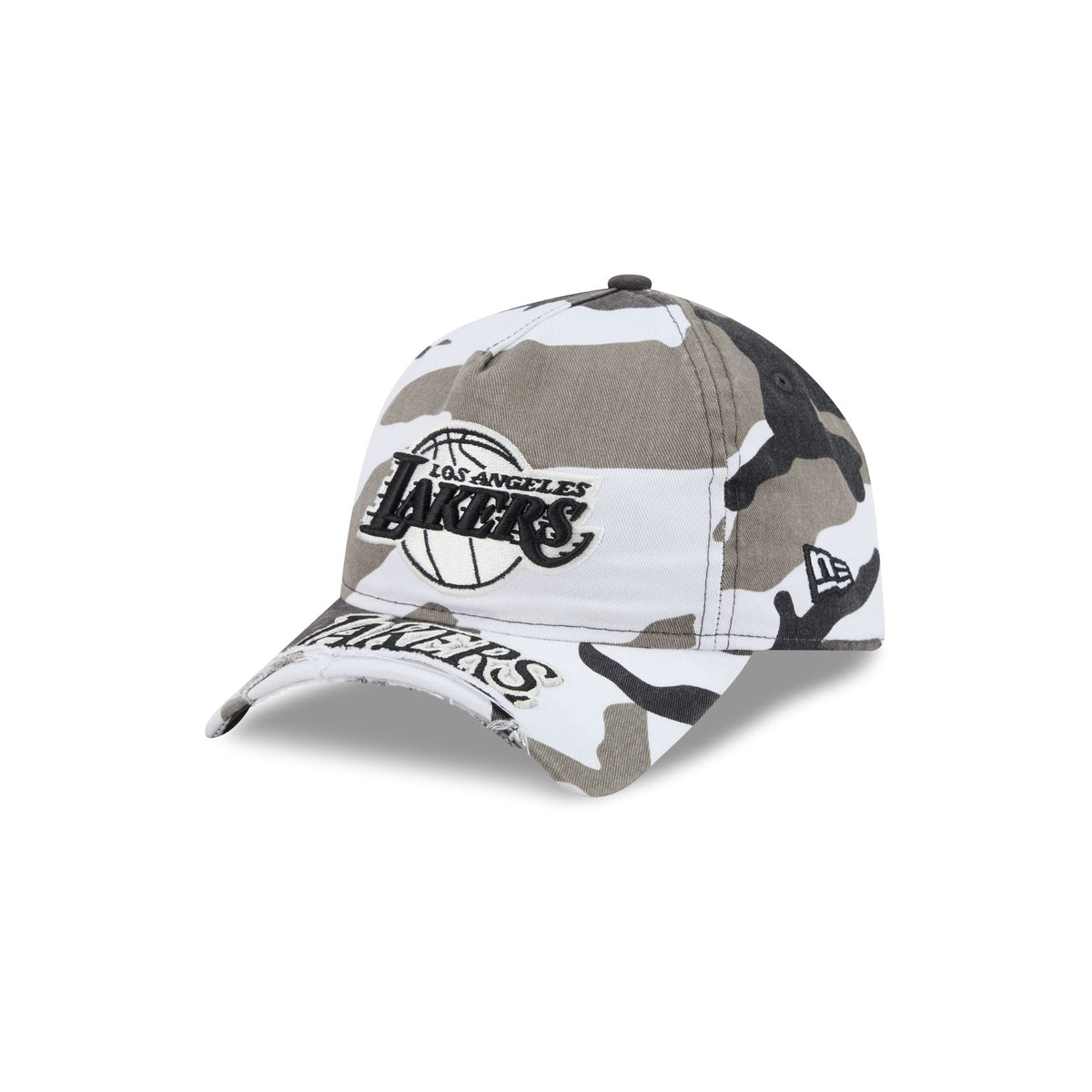 Los Angeles Lakers Washed Camo 9FORTY A-Frame Unstructured Cut-Off Visor Snapback Hat