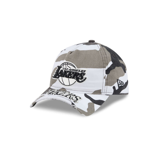 Los Angeles Lakers Washed Camo 9FORTY A-Frame Unstructured Cut-Off Visor Snapback Hat