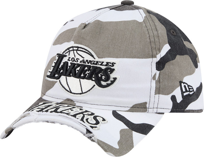 Los Angeles Lakers Washed Camo 9FORTY A-Frame Unstructured Cut-Off Visor Snapback Hat