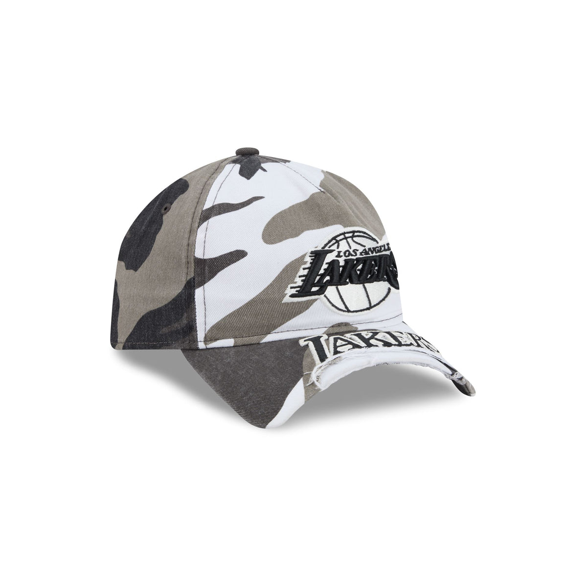 Los Angeles Lakers Washed Camo 9FORTY A-Frame Unstructured Cut-Off Visor Snapback Hat