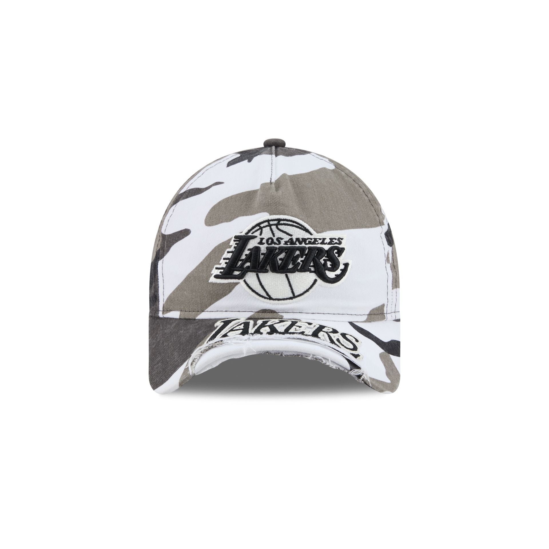 Los Angeles Lakers Washed Camo 9FORTY A-Frame Unstructured Cut-Off Visor Snapback Hat